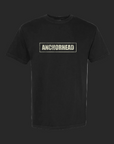 Black t-shirt with 'ANCHORHEAD' logo on a white background
