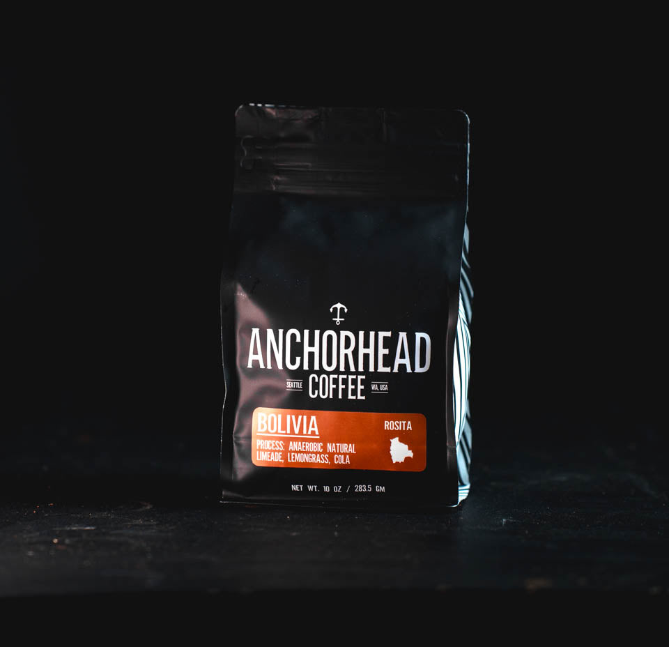 Anchorhead Coffee bag on a black background